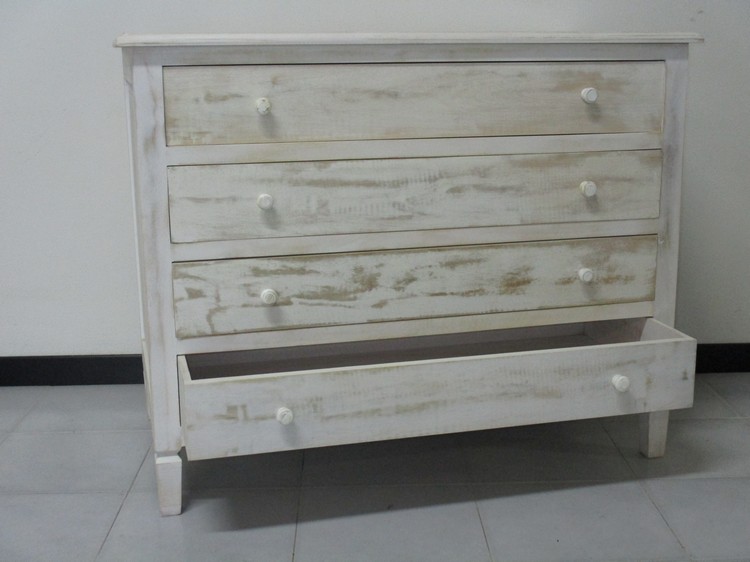 COMO' MOBILE IN TEAK MASSELLO DECAPATO BIANCO SHABBY CHIC MJ176